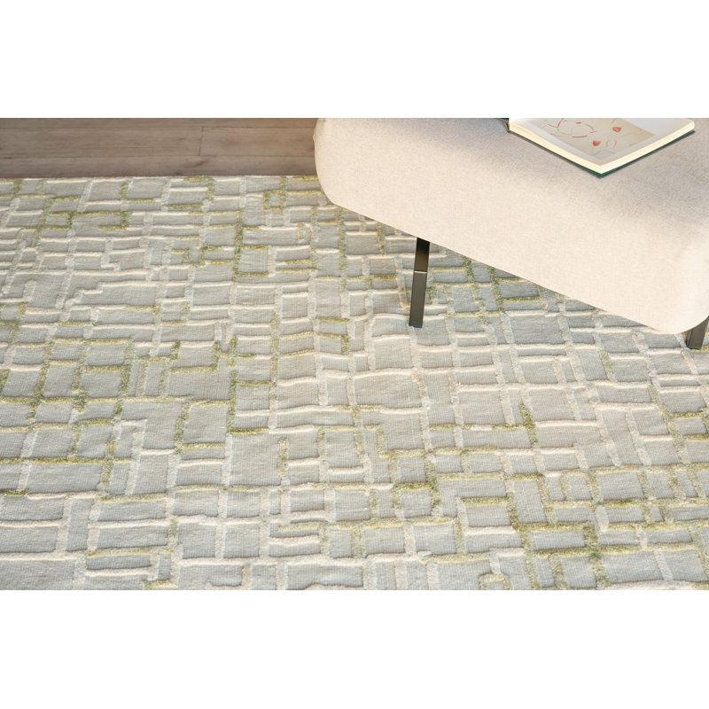 Vista handloomed Wool/Bamboo Silk Green Area Rug, 8'X10'