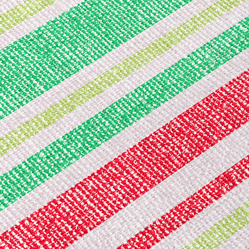 Kinslee Washable Striped Indoor / Outdoor Rug, Round 8'