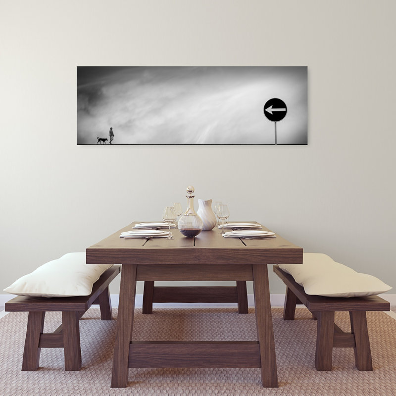 «Man Dog», virage à gauche, art dramatique minimaliste abstrait, paysage, nature, H 16 po x l 48 po