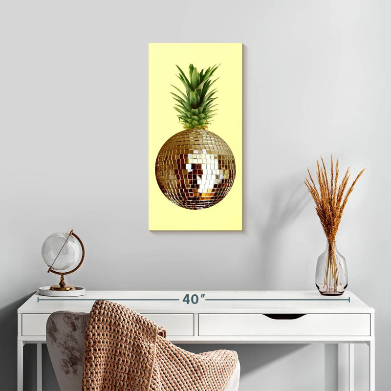 Pineapple Disco Ball sur toile, H 24 po x l 12 po x P 1,25 po
