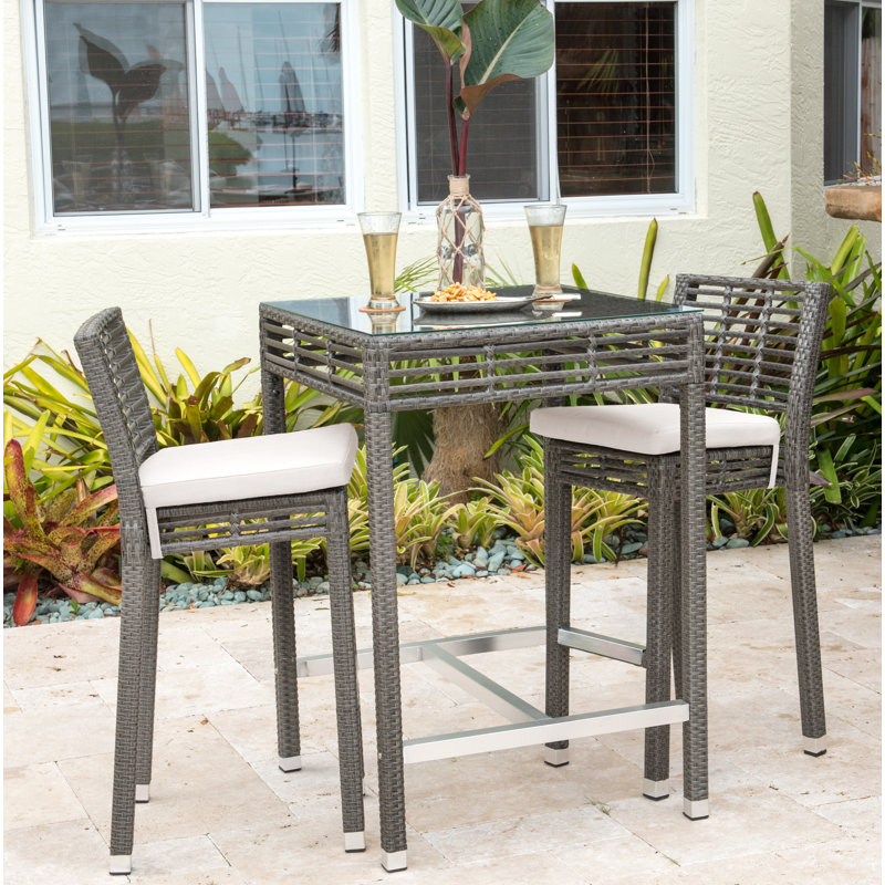 Ensemble repas avec coussins 3 pièces Graphite, Toile Sunbrella® beige antique, P 36 po x l 34,5 po x H 43 po