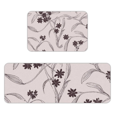Ensemble de 2 tapis de cuisine à motif floral minimaliste