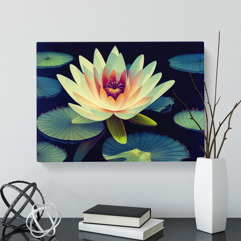 King Water Lily Flower - Wrapped Canvas, 50cm H x 76cm W x 3cm D