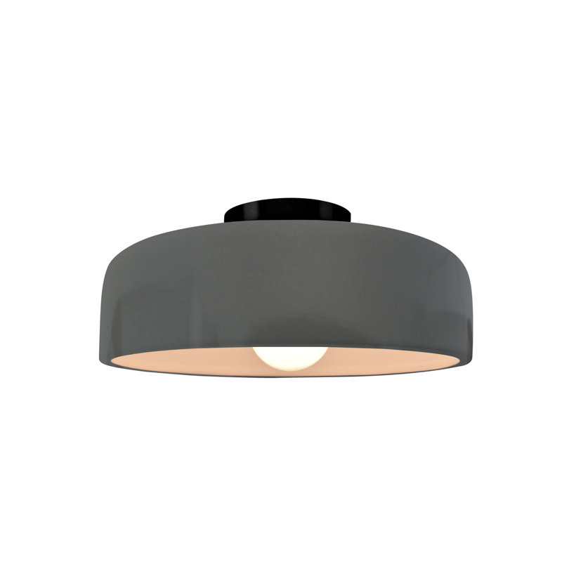 Plafonnier semi-encastré en céramique Dottie, Gris brillant, Noir mat, H 6 po x l 10 po x P 10 po