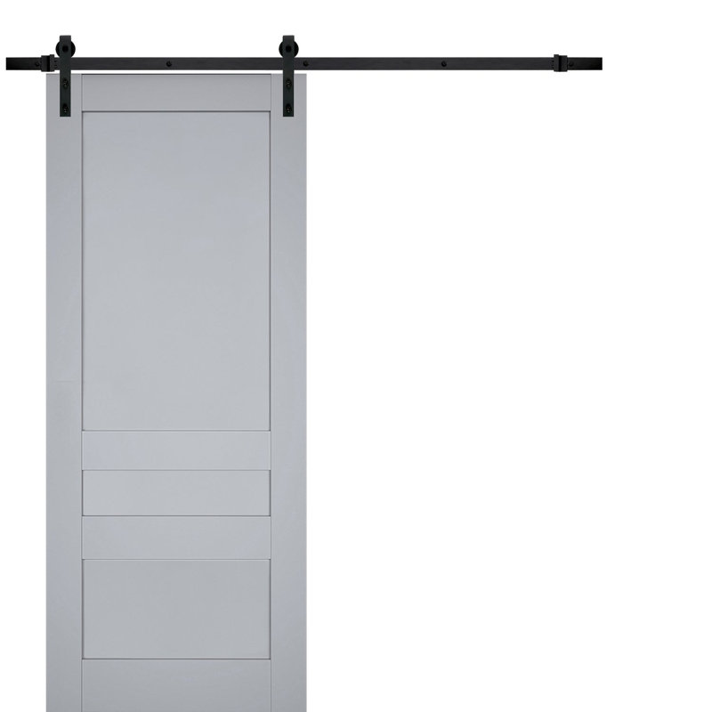 Porte de grange à panneaux en bois Veregio, 32 po x 80 po, Gris