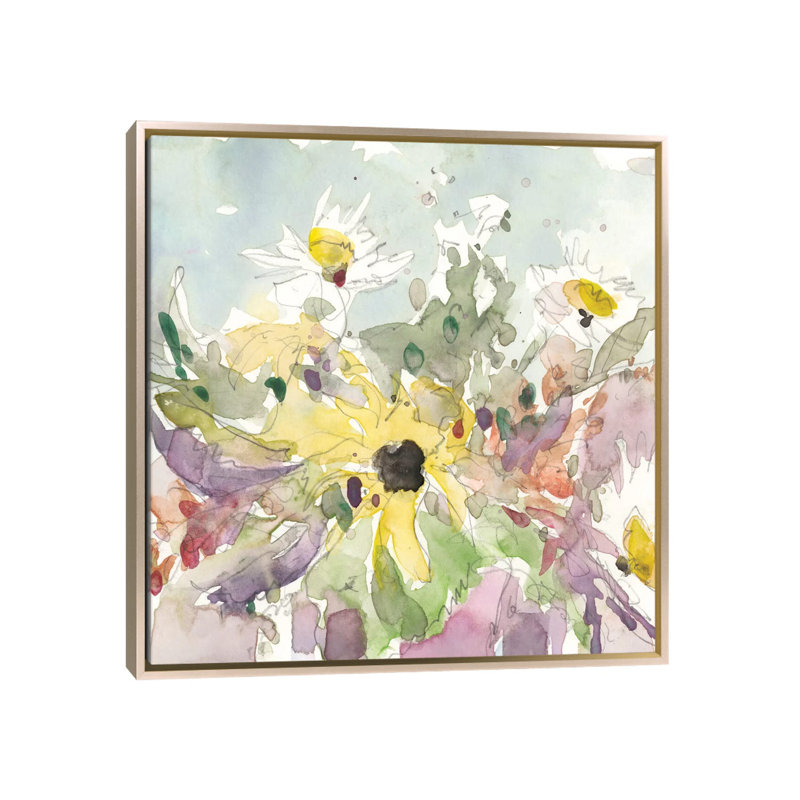 «Daisy Vase I», reproduction d'art sur toile encadrée, H 37 po x l 37 po, Toile à cadre flottant sans passe-partout
