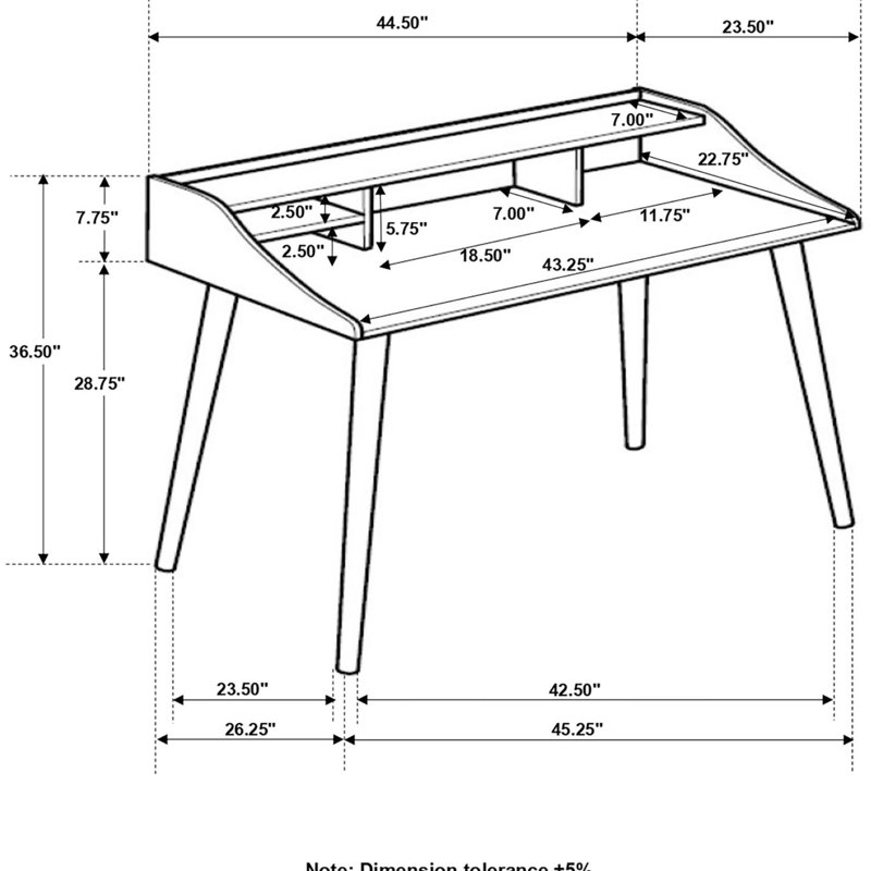 Bureau d'écriture rectangulaire gris - fabriqué en bois franc asiatique pour le bureau