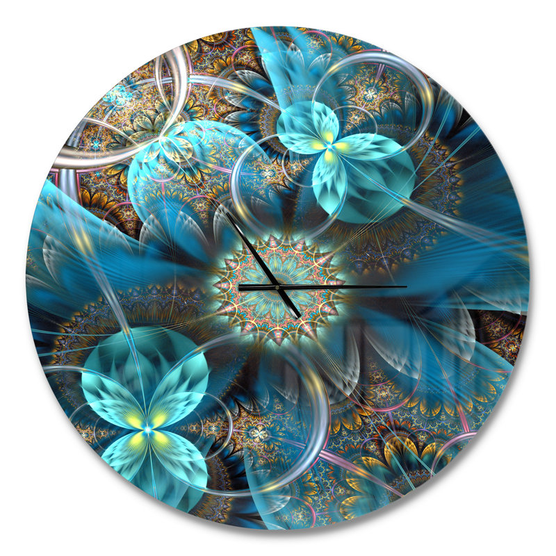 Horloge florale en métal Fractal, Grand