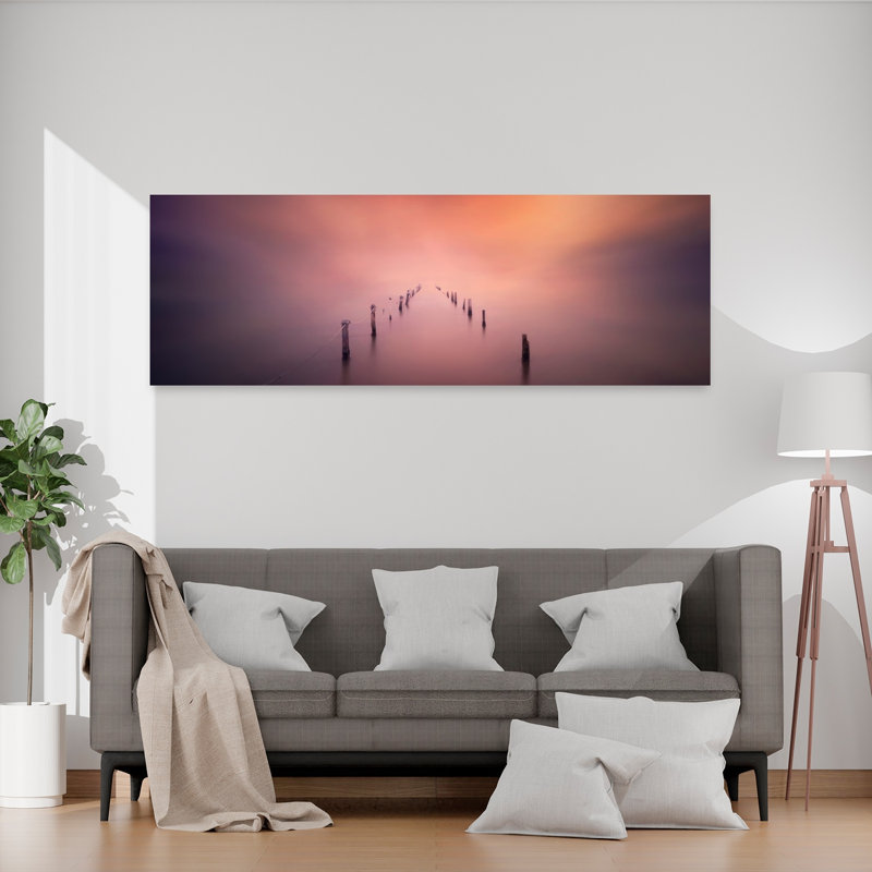 Pastel Pier Glow by Joaquin Guerola - Wrapped Canvas Panoramic Print, 152.4 cm H x 50.8 cm W