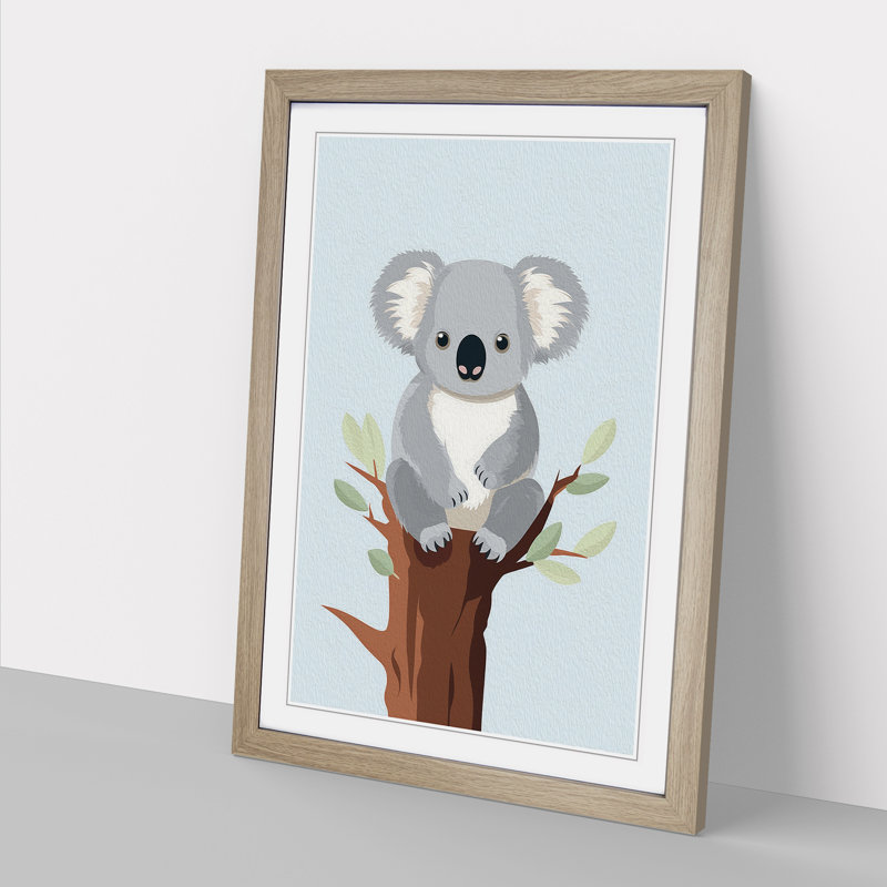 Koala Bear Minimalism No.2 - Framed Print, Oak , 34cm H x 25cm W x 2cm D