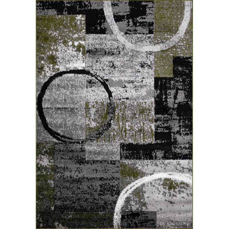 Abstract Area Rug, Green, Rectangle 120 x 170 cm