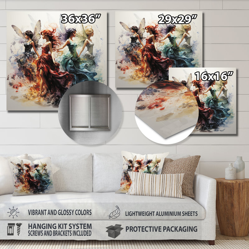Fantastiques fées - Art mural en métal fées, H 29 po x l 29 po x P 1,5 po
