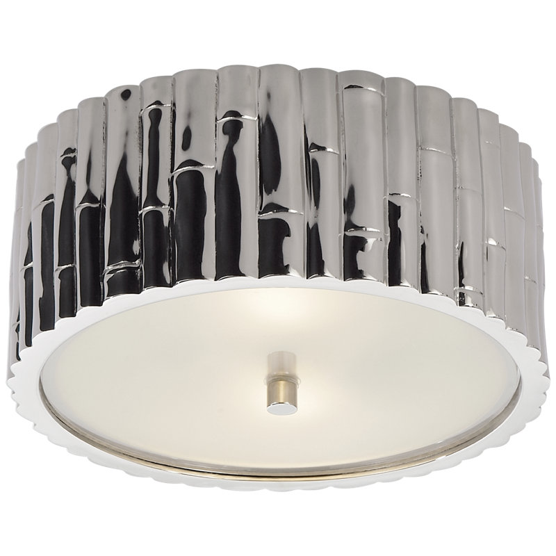 Alexa Hampton Frank Small Flush Mount, 4.75" H x 11.25" W x 11.25" D, Polished Nickel, 2 - Lights