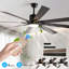 Ventilateur de plafond à DEL 72 po en noyer avec 8 pales en bois, télécommande, température de couleur réglable pour le salon, la chambre à coucher ou la salle à manger (silencieux / 6 vitesses / réversible / moteur à courant continu)
