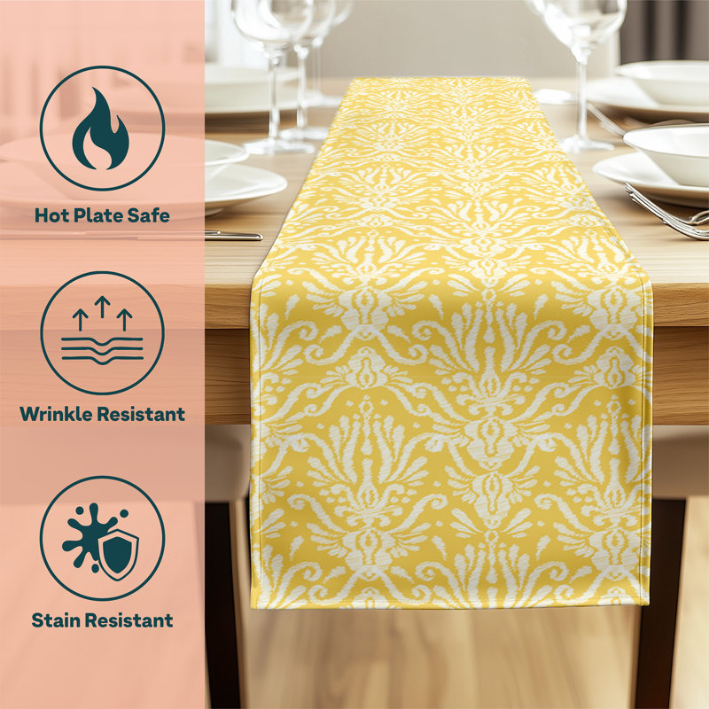 Piner Damask Table Runner, 72" L x 12" D