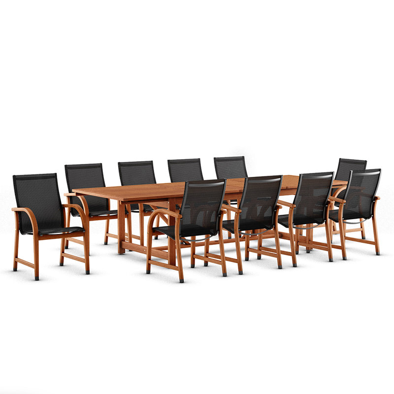 Zuzana 10 - Person Patio Dining Set with Extendable Rectangular Table