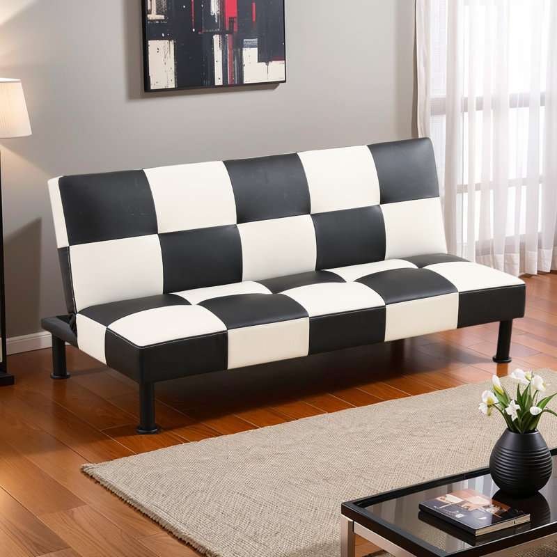 Canapé-lit en similicuir avec dossier réglable, canapé-lit convertible pour petits espaces, canapé-lit moderne d'une capacité de 300 lb, facile à nettoyer, bureau et chambre à coucher