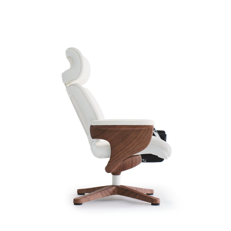 Chaise de bureau en cuir à haut dossier nuvem, Blanc