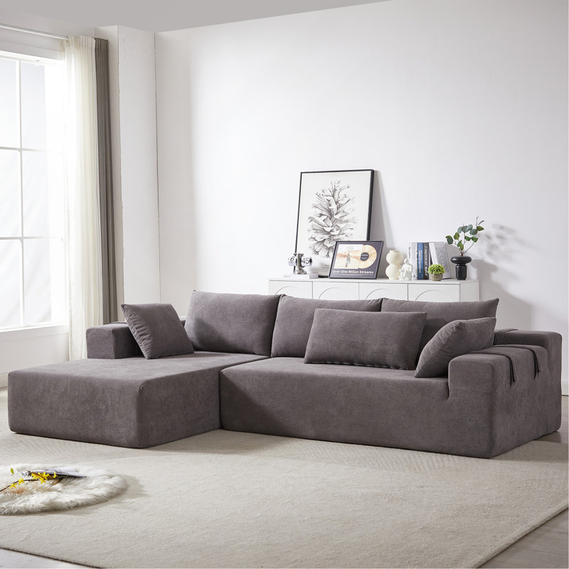 Ensemble de canapé modulaire rembourré Modern Chenille, Gris chenille