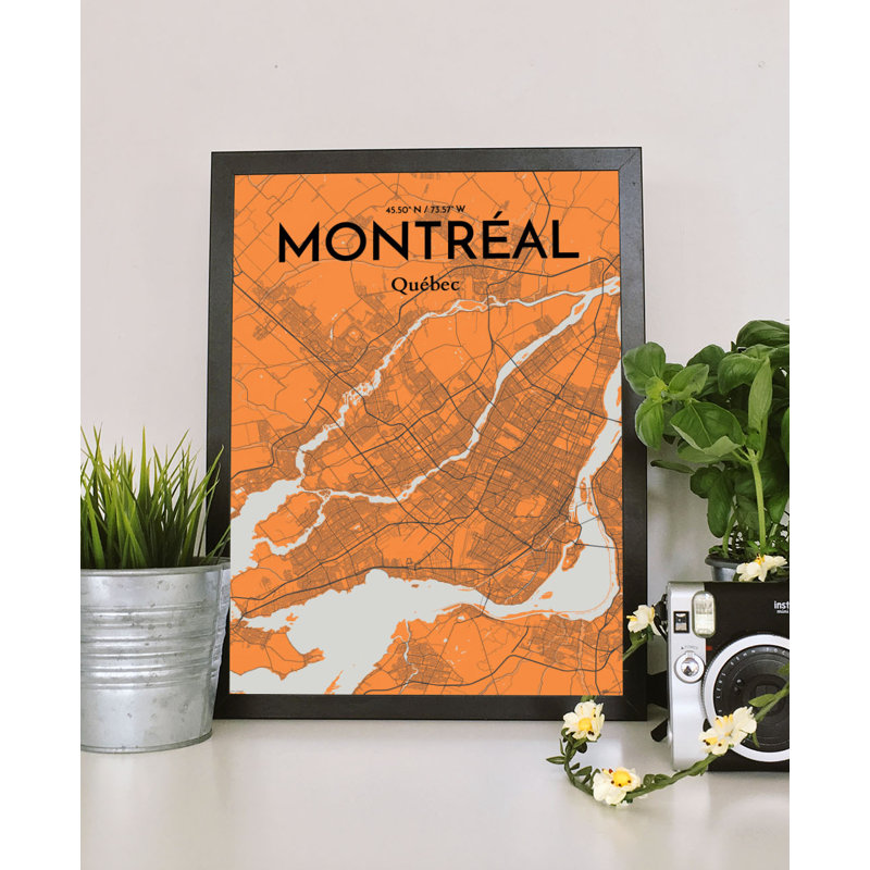 « montréal city map », impression, H 24 po x l 18 po, Rouge