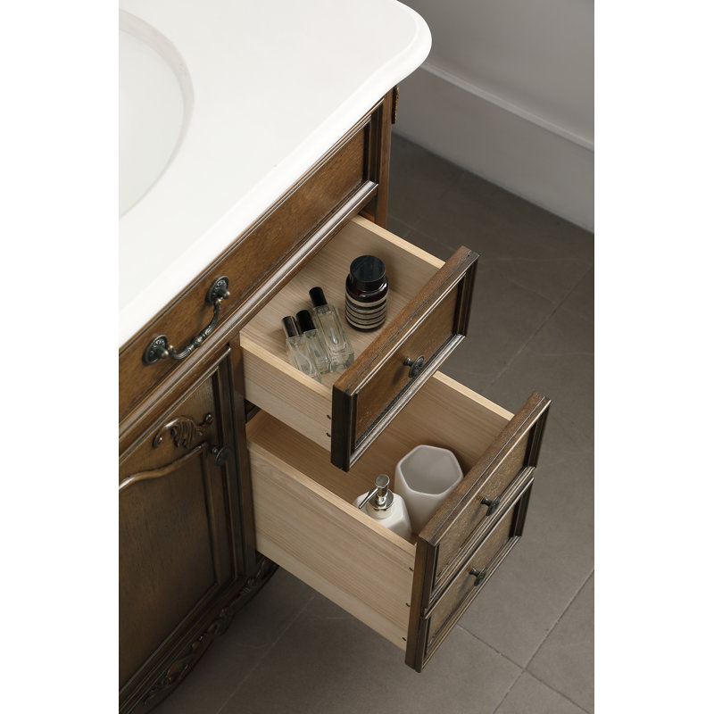 Ensemble de meuble-lavabo simple 32 po Angelique, Blanc pur, Chêne foncé