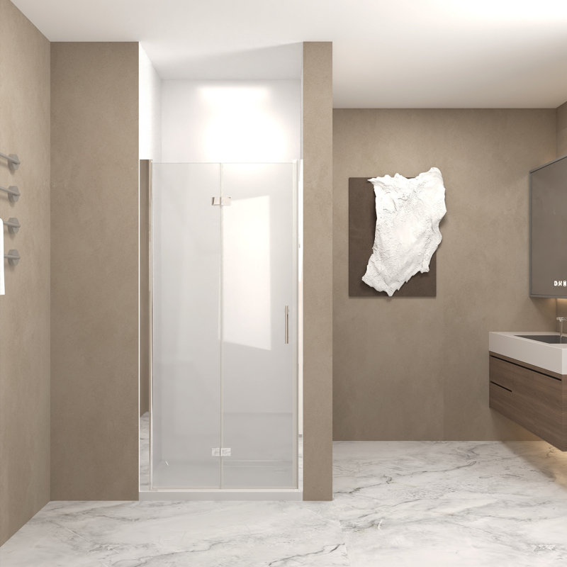 31-30-inch Chrome Aluminum Bifold Shower Door, Chrome
