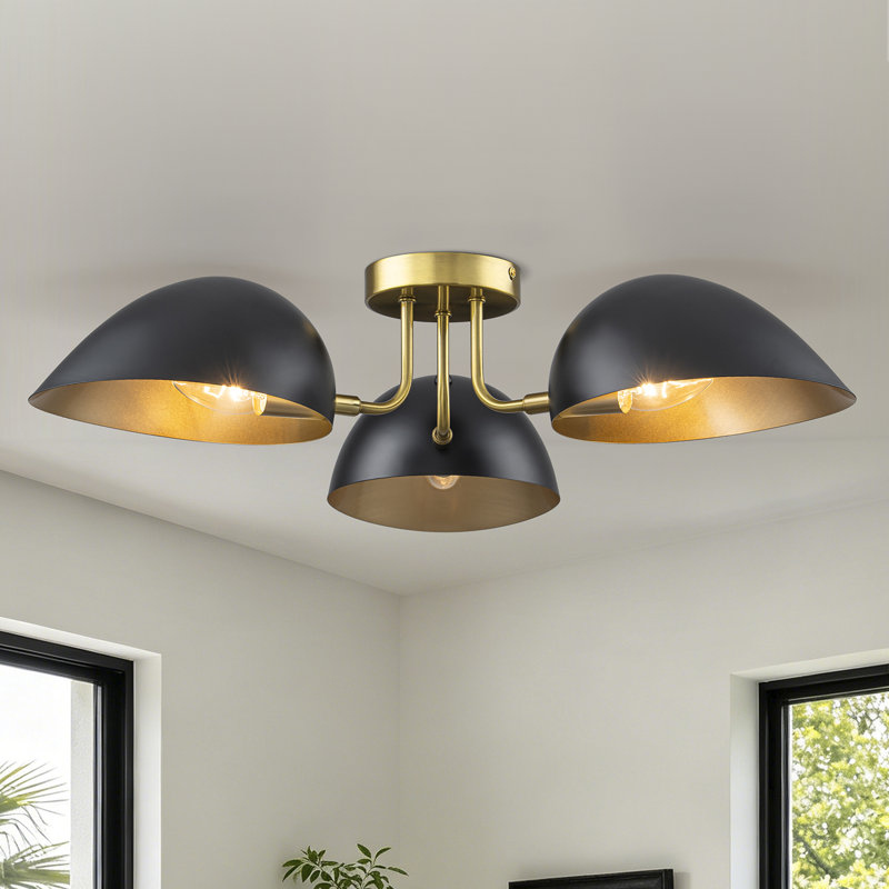 Plafonnier semi-encastré 3 lumières industriel moderne Spoutnik