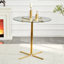 Table de bar ronde en verre trempé avec base robuste en chrome doré, idéale pour les petits espaces et les cuisines modernes-129203290