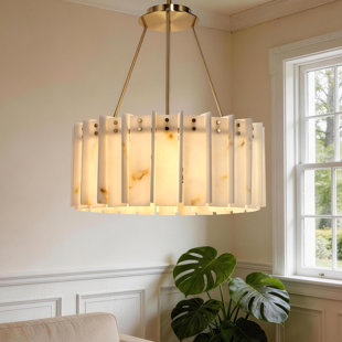 24in 6 - Light Alabaster Kitchen Island Pendant Light
