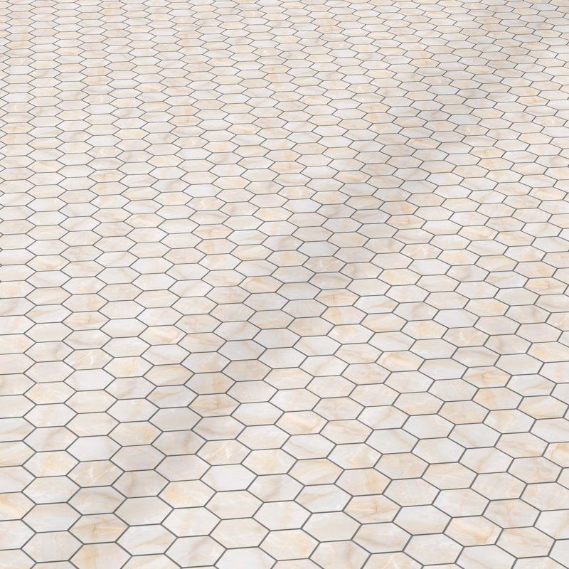 Onice Polished Hexagon Mosaic Wall & Floor Tile, Cream