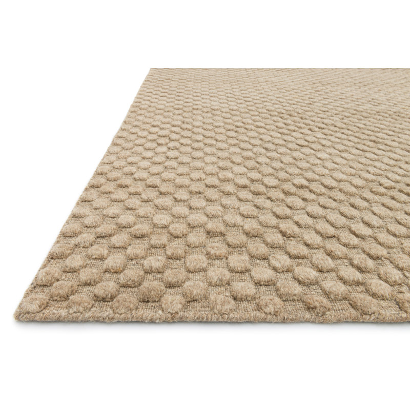 Atos Wool Area Rug in Beige, Rectangle 5' x 8'