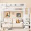 Lit mezzanine haut simple en métal avec escalier et rangement, blanc pour, 94,3 longs, 47,8 larges escaliers, garde-robe de rangement intégré, X 73,4 dimensions