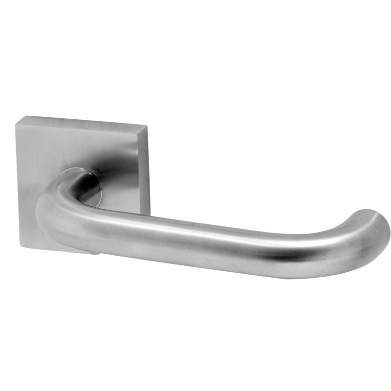 Alpine Lever 01 Set with Square Rose, Polish Stainless Steel, Single Dummy, Adjustable