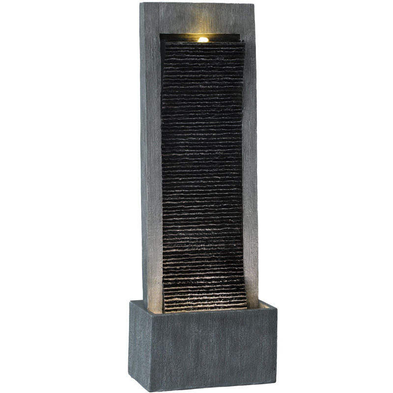 Fontaine en cascade extérieure autoportante, 49,2 po de hauteur, fontaines intérieures avec pompe DEL