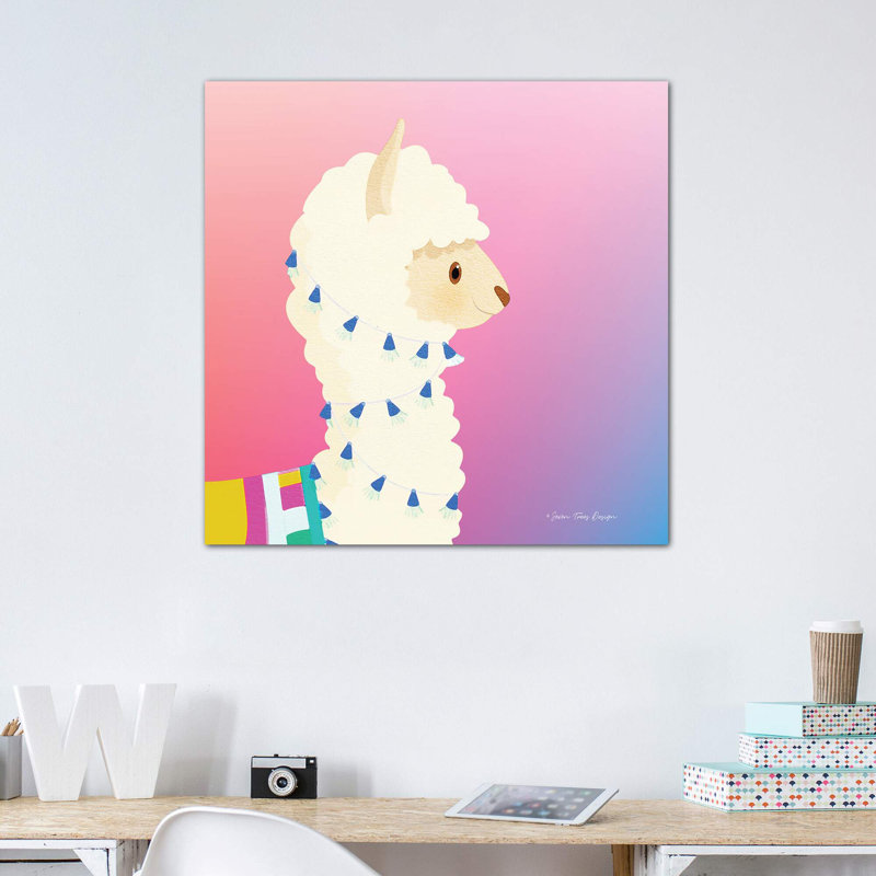 Lama - impression d'art graphique, H 37 po x l 37 po x P 1,5 po, Toile tendue, Pas de tapis