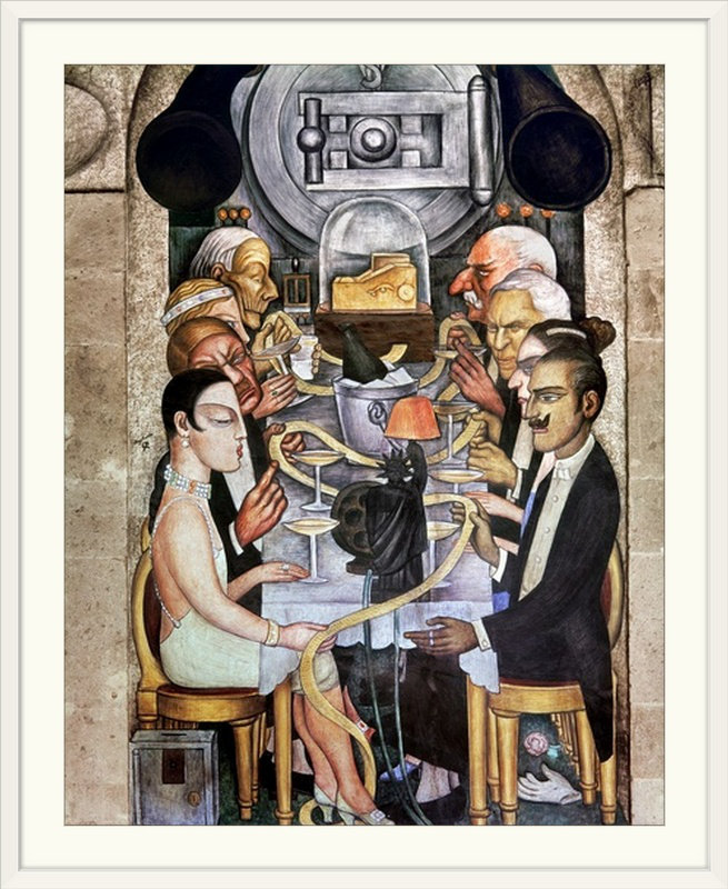 «Rivera: Banquet, 1928» par Diego Rivera, reproduction d'art, H 38 po x l 32 po x P 1 po, Cadre blanc