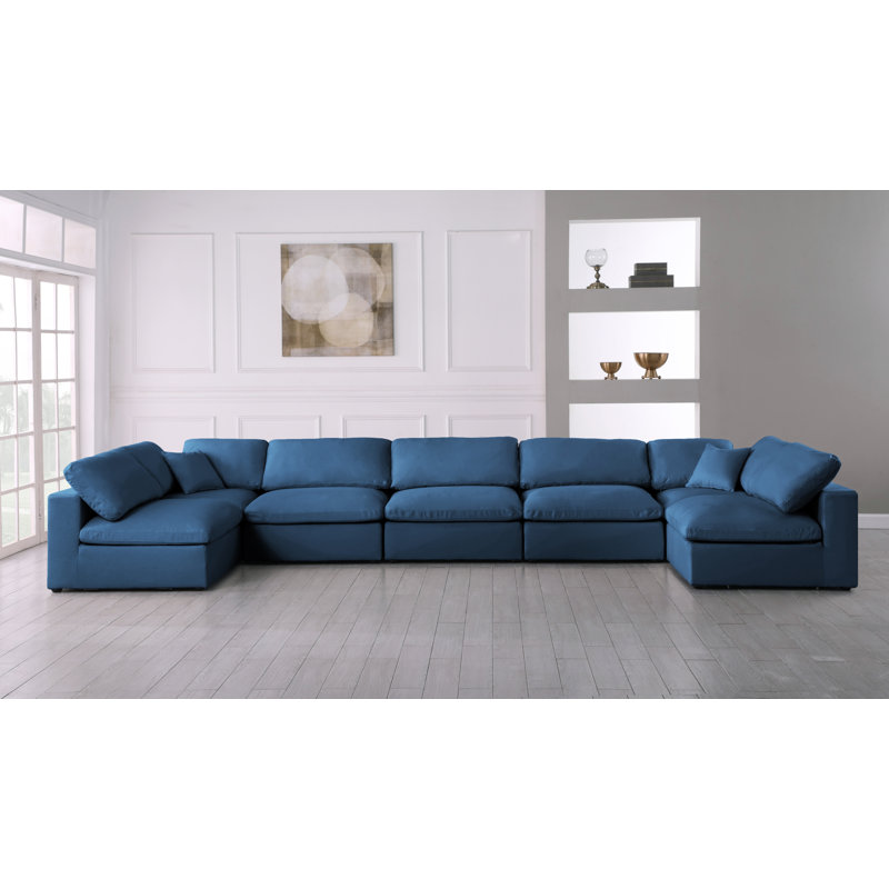 Canapé modulaire réversible en velours de 175 po Jocqua, Velours marine