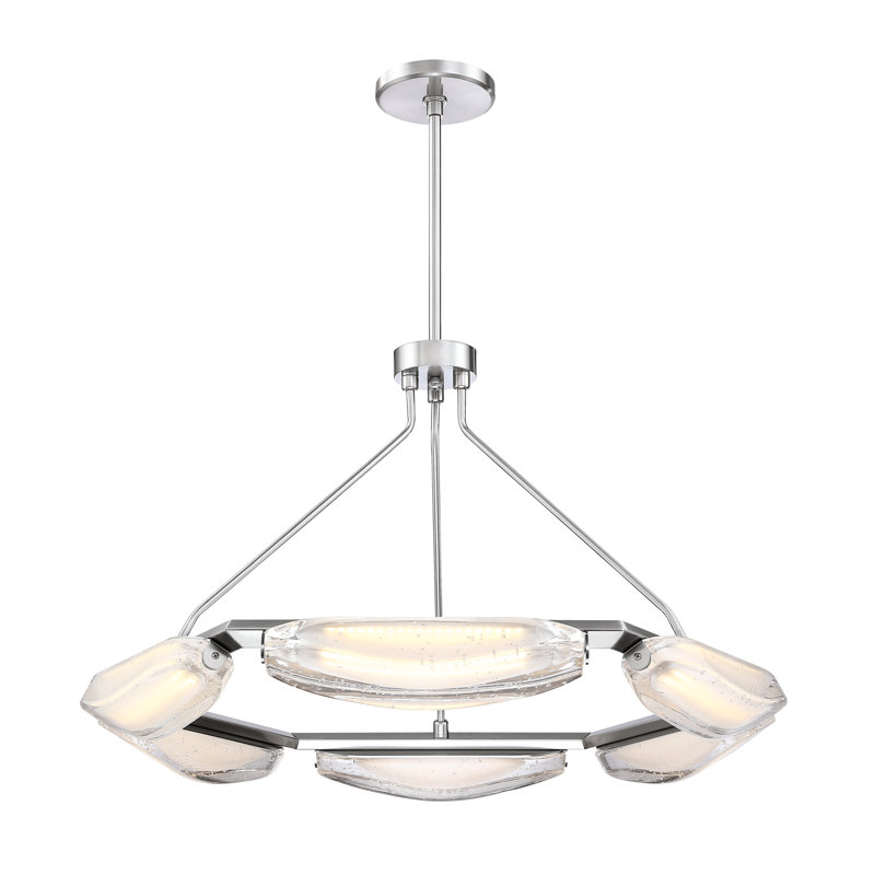 Lustre moderne en verre 32,5 "Led, Chrome chrome