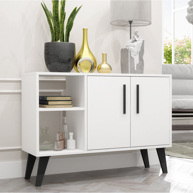 Buffet blanc 35 po à 4 tablettes Mid-Century Amsterdam