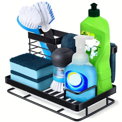 Sink Caddy, Kitchen Sink Organizer, Sponge Holder Stainless Steel Kitchen Caddy For Kitchen Sink With Removable Drain Pan Storage For Soap, Sponge, Sc