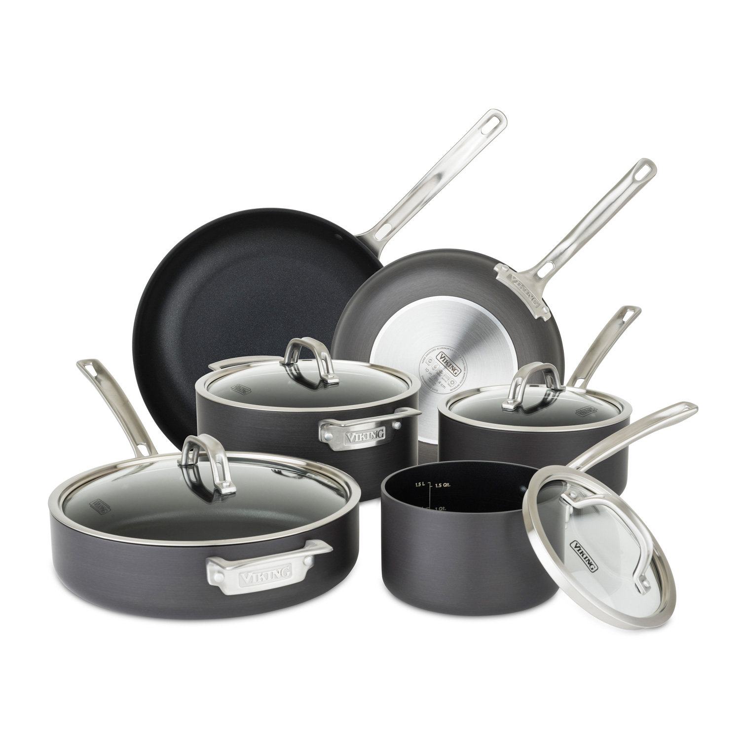  Viking Culinary 3-Ply Stainless Steel Cookware Set, 17 piece,  Includes Pots & Pans, Steamer Insert & Glass Lids, Dishwasher, Oven Safe,  Works on All Cooktops including Induction,Silver: Home & Kitchen
