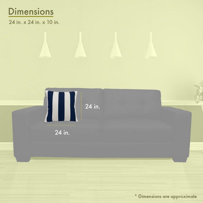 Vertical Stripe Outdoor Pillow Cover & Insert, Navy Blue/Cream, Extra Large