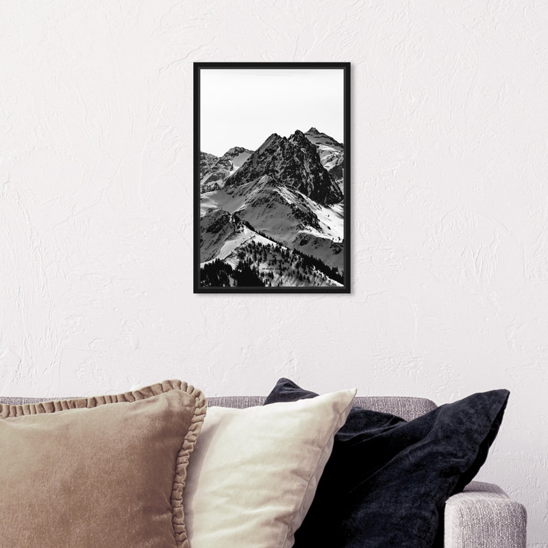 " Up The Mountain Snowy Mountains ", 15" H x 10" W, Black Framed