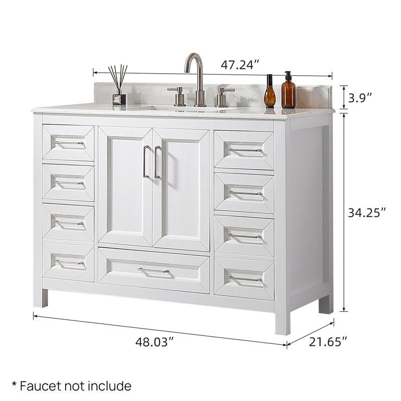 Latichia 48.03 " W Freestanding Standard 1 Single Vanity Bathroom Vanity With Cultured Marble Top