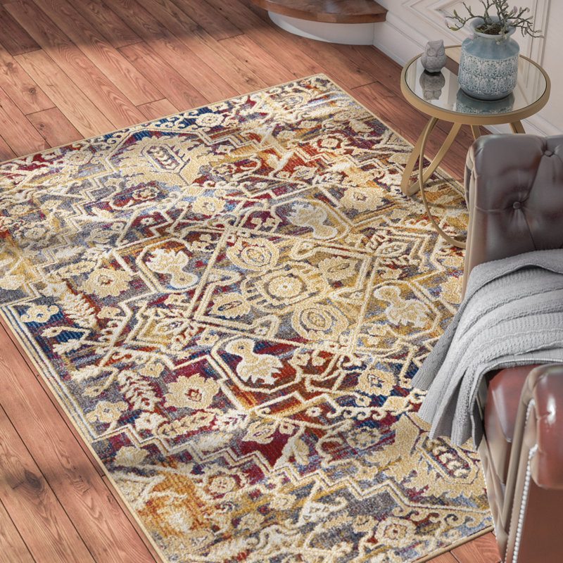 Tapis beige / bleu Huetter, Rectangle 9 pi 3 po x 12 pi 9 po