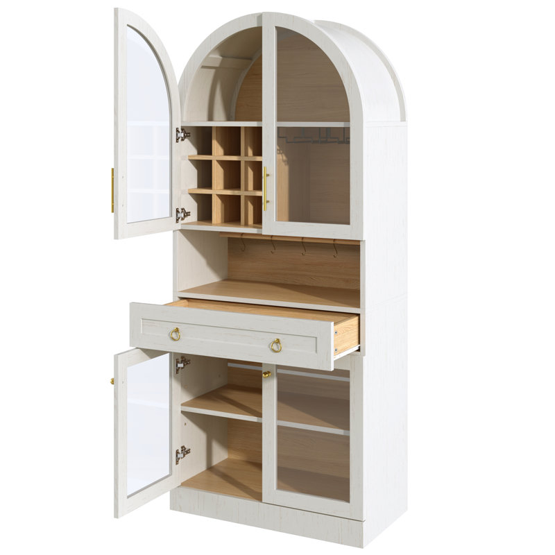 Bar Mid-Century avec tablette réglable Kate, Blanc