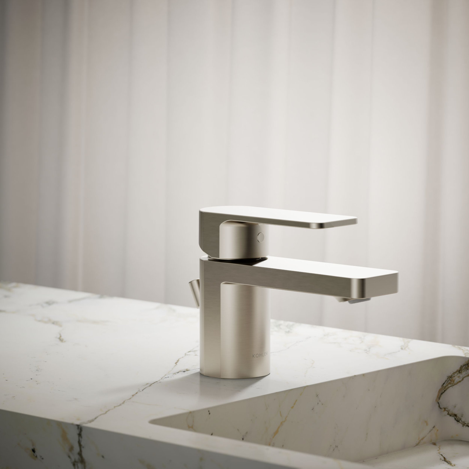 Parallel Single Hole Bathroom Faucet, Vibrant Brushed Nickel