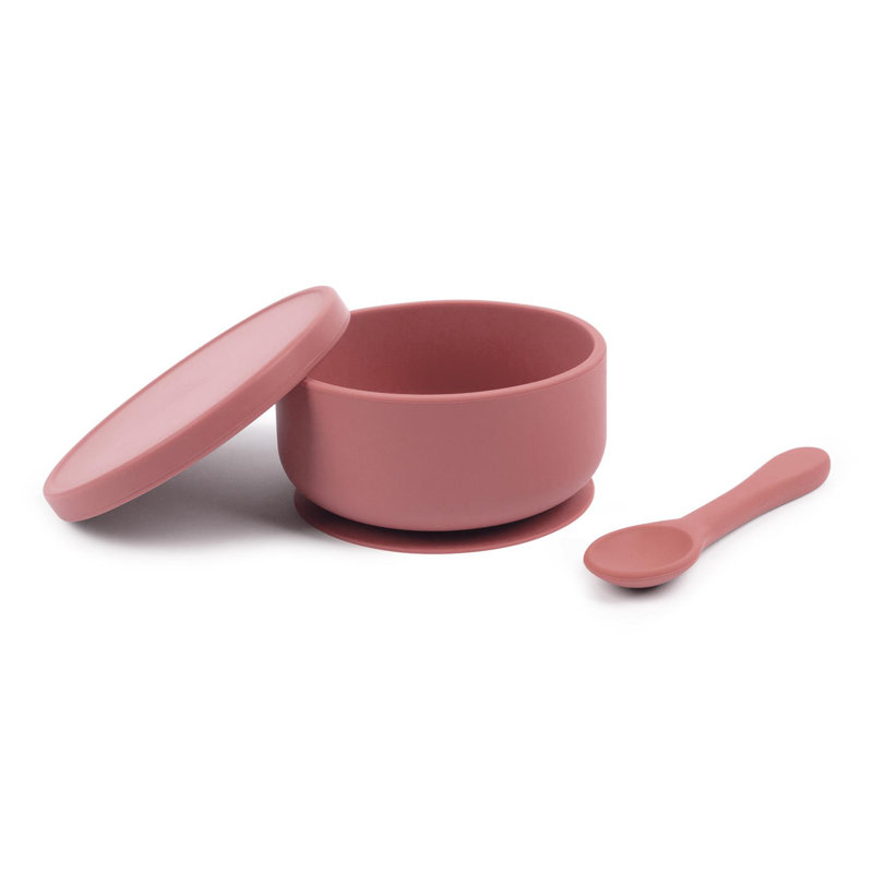 Tiny Dining - Baby Silicone Suction Bowl & Spoon Set, Pink