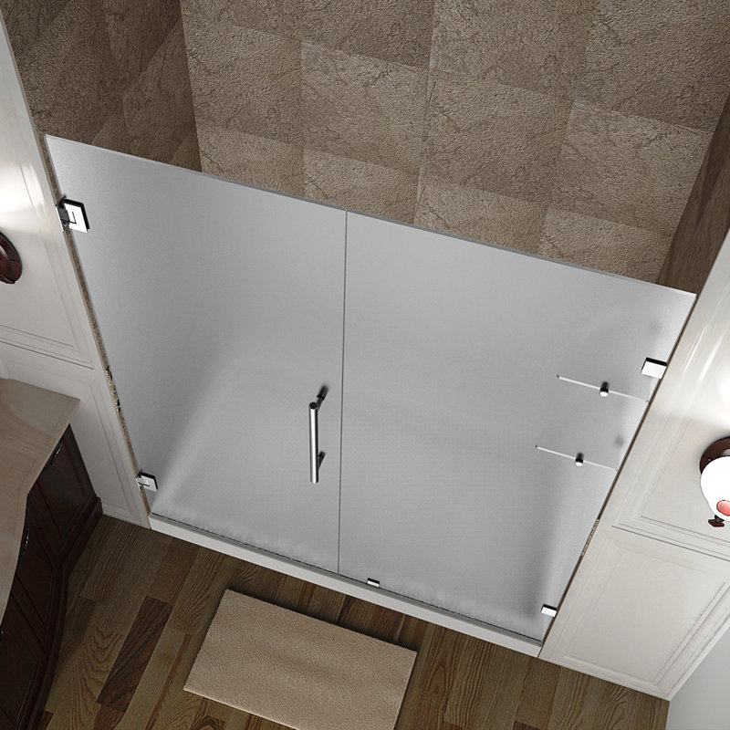 Nautis GS 52" x 72" Frameless Frosted Glass Hinged Shower Door