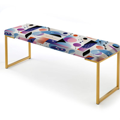 Purple And Pink Designer Dot And Waves - Geometric Upholstered Gold Bench
